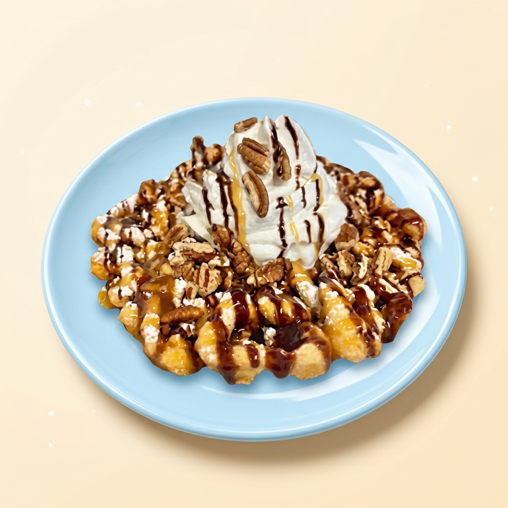 Turtle funnel cake